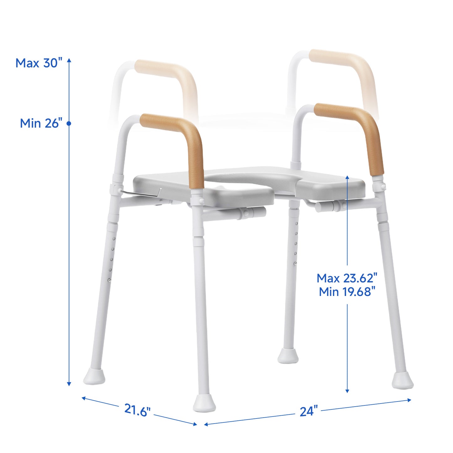 Loyoda 350lbs Adjustable Toilet Seat Risers for Seniors, Raised Toilet Seat with Handles for Elderly, Pregnant and Disable, Padded Handicap