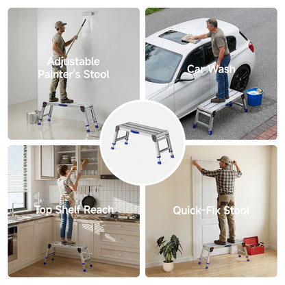 Loyoda Folding Work Platform, 800 lbs Load Capacity, Aluminum Drywall Stool Ladder, Heavy Duty Work Bench, Non-Slip Feet, Ideal for Washing Vehicles, Cleaning, Painting, Decorating