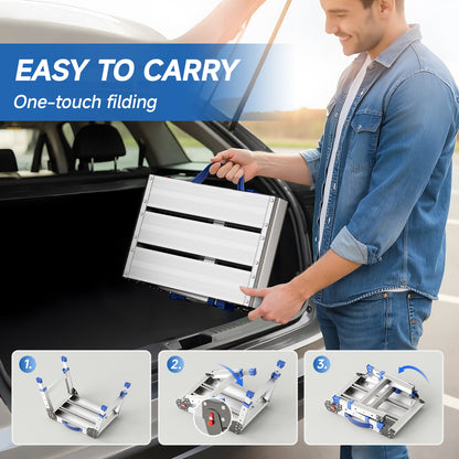 Loyoda Folding Step Stool for Adults | Portable Aluminum Work Platform, 12"-15.7" Height, 440 lb