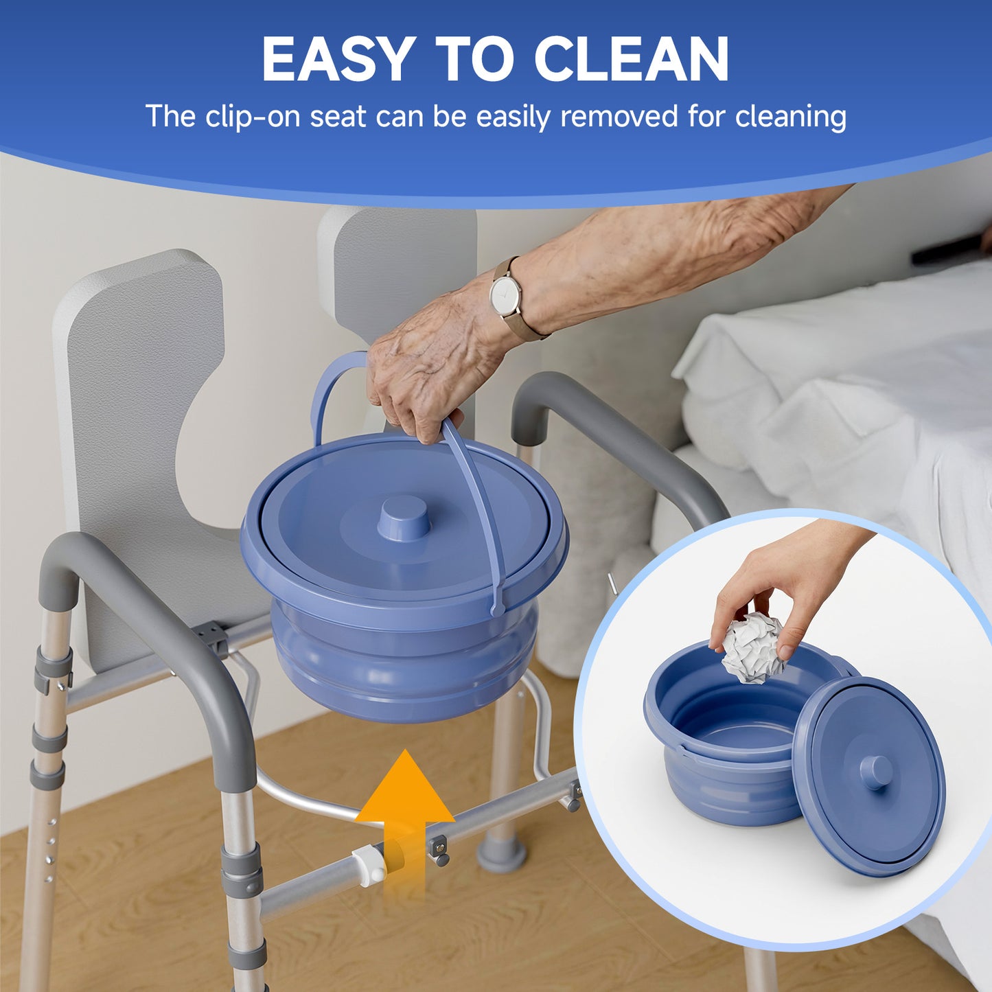 Loyoda Soft Padded Toilet Chair Commode for Elderly - Adjustable Height, Lightweight & Sturdy Aluminum Frame, Easy Clean & Removable Seat, Portable for Bedroom & Bathroom Use