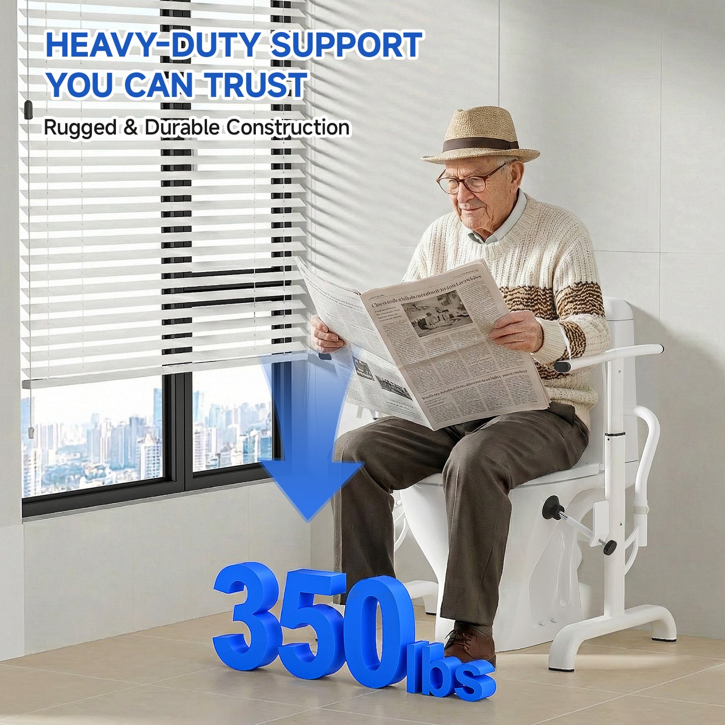 Loyoda Toilet Safety Rails for Seniors, Easy Installation & Super Sturdy Heavy-Duty Toilet Safety Frame, Adjustable Toilet Assist Arms, Toilet Handles for Elderly, Disabled