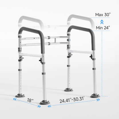 Loyoda Toilet Safety Rail Height&Width Adjustable Toilet Handles Toilet Rail for Elderly Pregnant Disabled