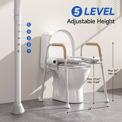 Loyoda 350lbs Adjustable Toilet Seat Risers for Seniors, Raised Toilet Seat with Handles for Elderly, Pregnant and Disable, Padded Handicap