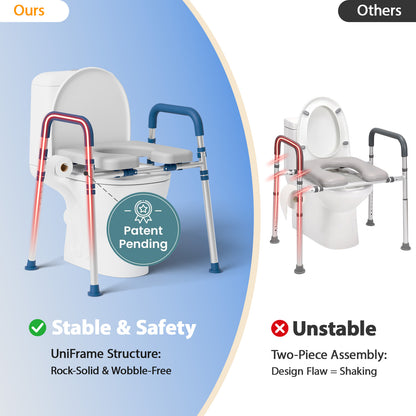 Loyoda Toilet Seat Risers for Seniors, Raised Toilet Seat with Padded Handles & Seat, 400 LBS for Elderly