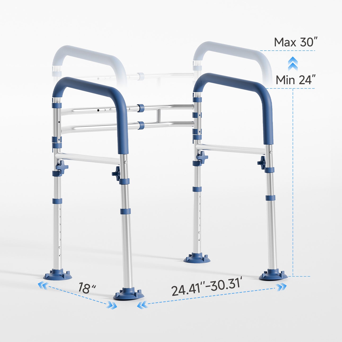 Loyoda Heavy-Duty Steel Toilet Safety Rail | 350 lb Capacity, Foldable, Blue