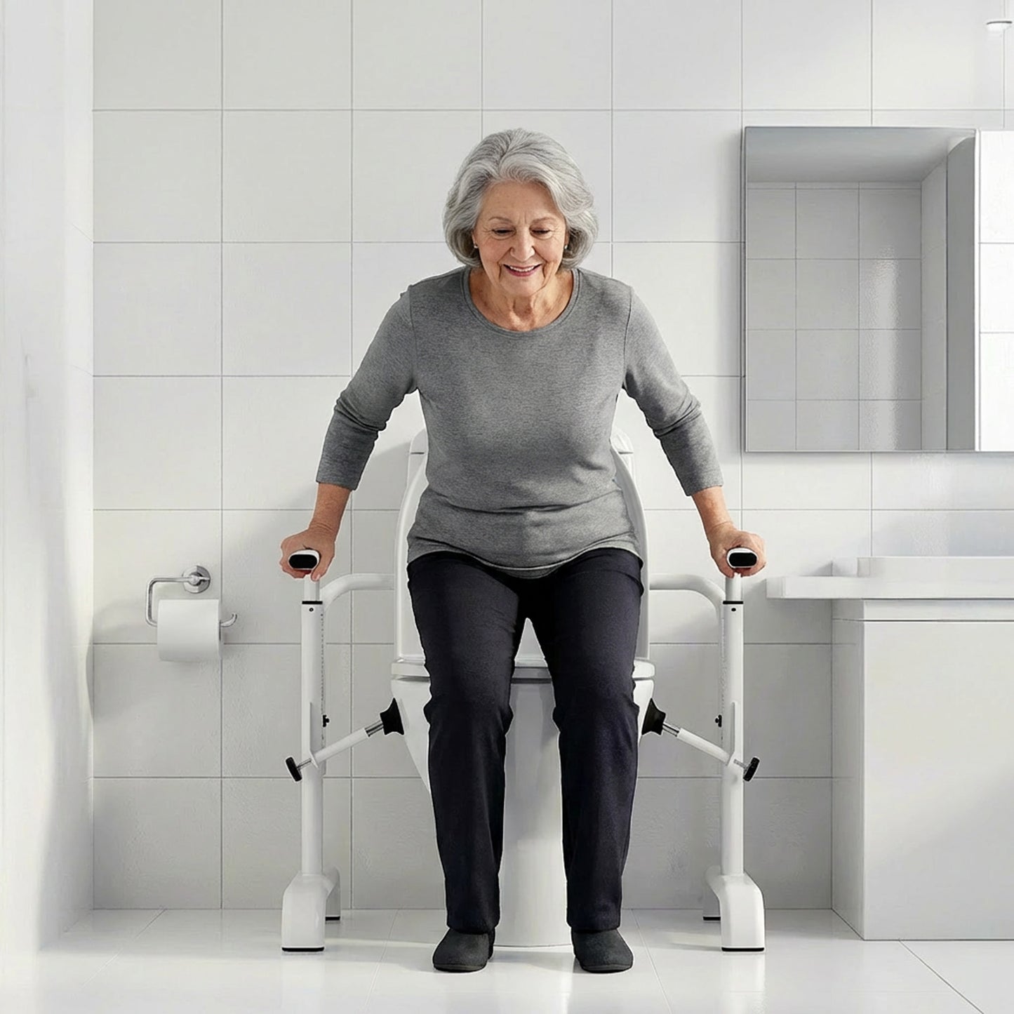 Loyoda Toilet Safety Rails for Seniors, Easy Installation & Super Sturdy Heavy-Duty Toilet Safety Frame, Adjustable Toilet Assist Arms, Toilet Handles for Elderly, Disabled