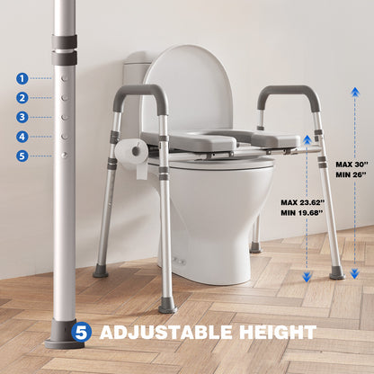 Loyoda Raised Toilet Seat Riser with Handles | 400 lb, Adjustable, Gray