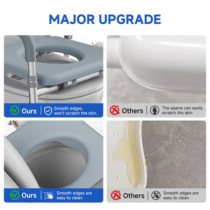 Loyoda Raised Toilet Seat Riser with Handles | 350 lb, Adjustable, Gray