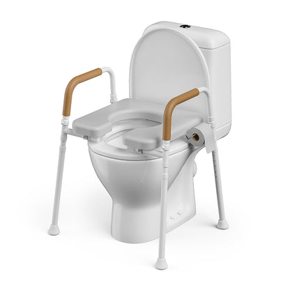 Loyoda 350lbs Adjustable Toilet Seat Risers for Seniors, Raised Toilet Seat with Handles for Elderly, Pregnant and Disable, Padded Handicap
