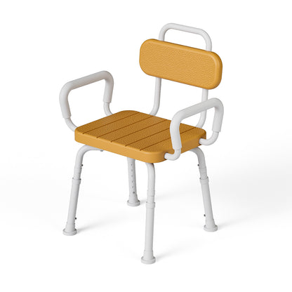 Loyoda Heavy Duty 360 Swivel Shower Chair - 350 lbs Weight Capacity, Aluminum Rotating Bath Stool with Back and Arms, Waterproof & Rust-Proof for Elderly Safety