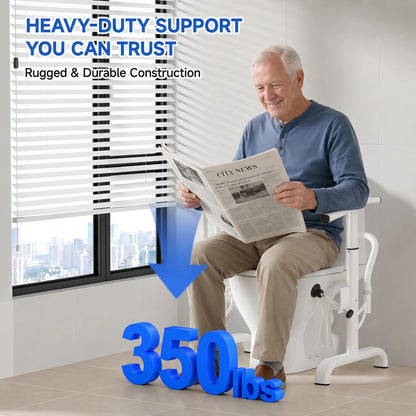 Loyoda Toilet Safety Rail for Elderly and Handicap, Quick-adjustable height armrest, Stand Alone Toilet Safety Frame, Supports up to 350Lbs