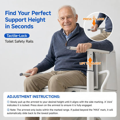 Loyoda Toilet Safety Rail for Elderly and Handicap, Quick-adjustable height armrest, Stand Alone Toilet Safety Frame, Supports up to 350Lbs