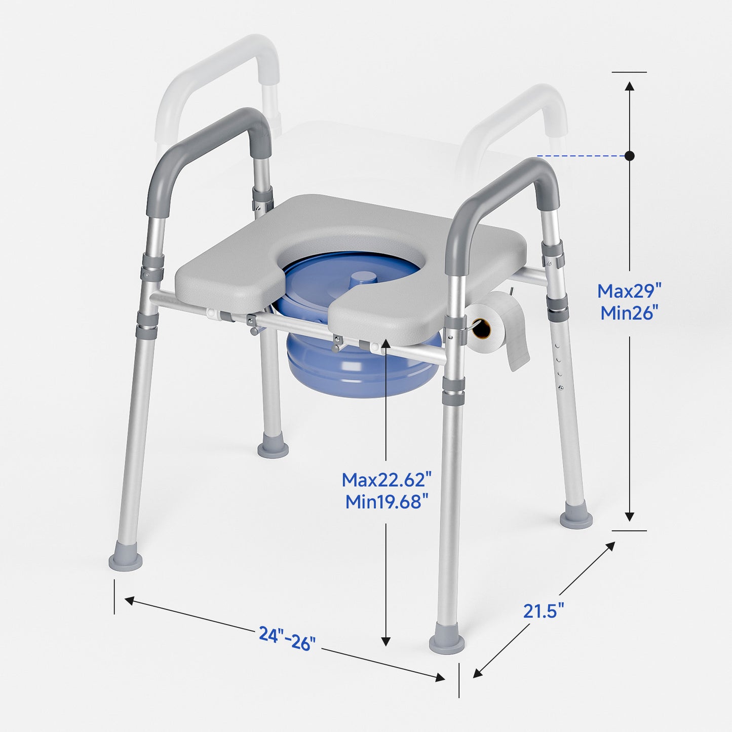Loyoda Soft Padded Toilet Chair Commode for Elderly - Adjustable Height, Lightweight & Sturdy Aluminum Frame, Easy Clean & Removable Seat, Portable for Bedroom & Bathroom Use