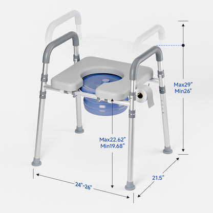 Loyoda Soft Padded Toilet Chair Commode for Elderly - Adjustable Height, Lightweight & Sturdy Aluminum Frame, Easy Clean & Removable Seat, Portable for Bedroom & Bathroom Use