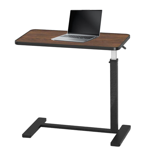Loyoda Adjustable Overbed Table with Lockable Wheels & Cup Holder, Walnut