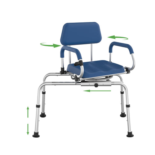 Loyoda 360° Swivel Shower Chair with Padded Armrests | 350 lb, Prussian Blue