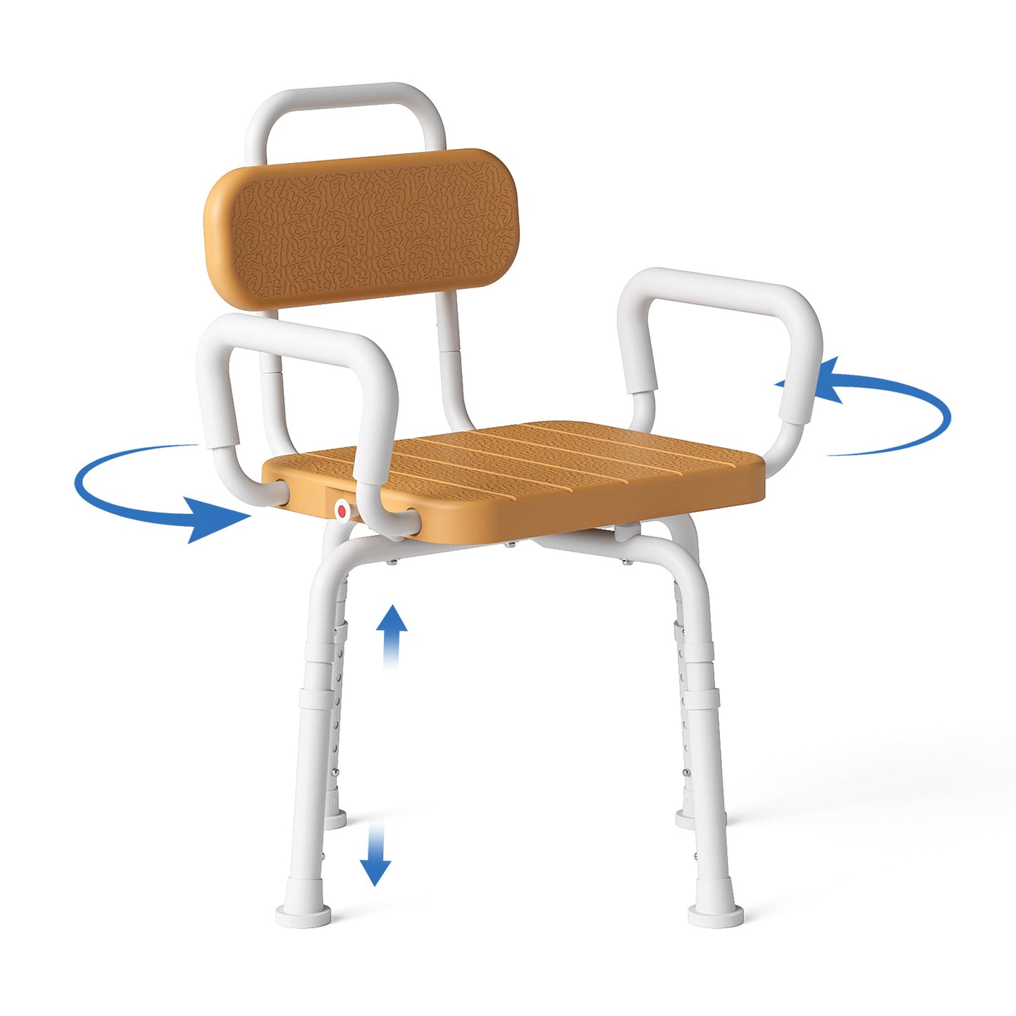 Loyoda Heavy Duty 360 Swivel Shower Chair - 350 lbs Weight Capacity, Aluminum Rotating Bath Stool with Back and Arms, Waterproof & Rust-Proof for Elderly Safety