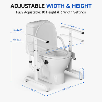 Loyoda Toilet Safety Rail for Elderly and Handicap, Quick-adjustable height armrest, Stand Alone Toilet Safety Frame, Supports up to 350Lbs