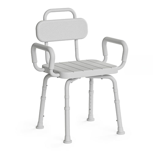 Loyoda Heavy-Duty 360° Swivel Shower Chair | Removable Arms & Back, 350 lb, Neutral Gray