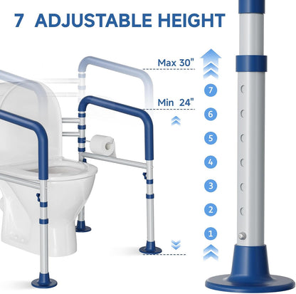Loyoda Heavy-Duty Steel Toilet Safety Rail | 350 lb Capacity, Foldable, Blue