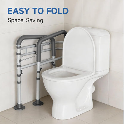 Loyoda Heavy-Duty Steel Toilet Safety Rail | 350 lb Capacity, Foldable, Gray
