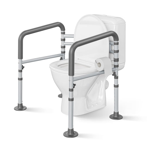Loyoda Heavy-Duty Steel Toilet Safety Rail | 350 lb Capacity, Foldable, Gray