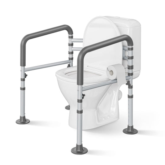 Loyoda Heavy-Duty Steel Toilet Safety Rail | 350 lb Capacity, Foldable, Gray