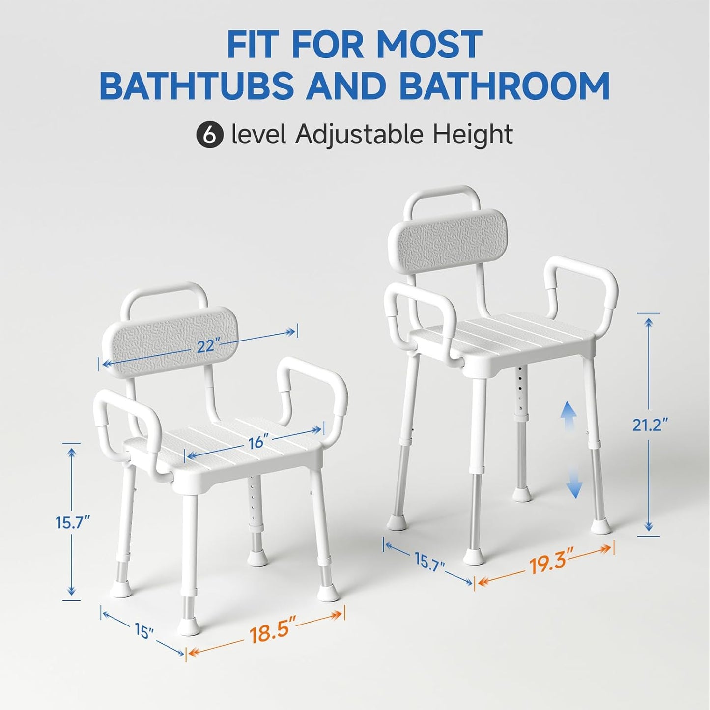 Loyoda Shower Chair with Arms & Back | 350 lb Capacity, FSA/HSA Eligible, Neutral Gray