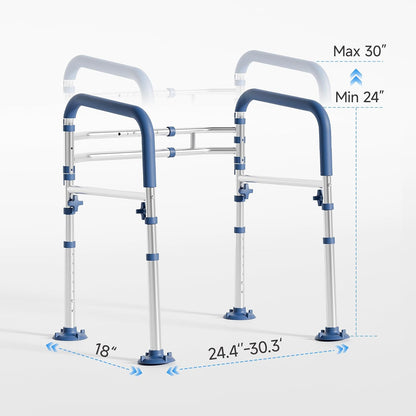 Loyoda Adjustable Toilet Safety Frame | Foldable Aluminum Support, 350 lb Capacity, Blue