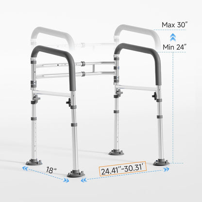 Loyoda Adjustable Toilet Safety Frame | Foldable Aluminum Support, 350 lb Capacity, Gray