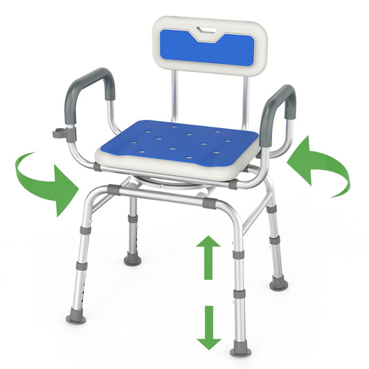 Loyoda 360° Swivel Shower Chair with Padded Armrests | 350 lb, Blue