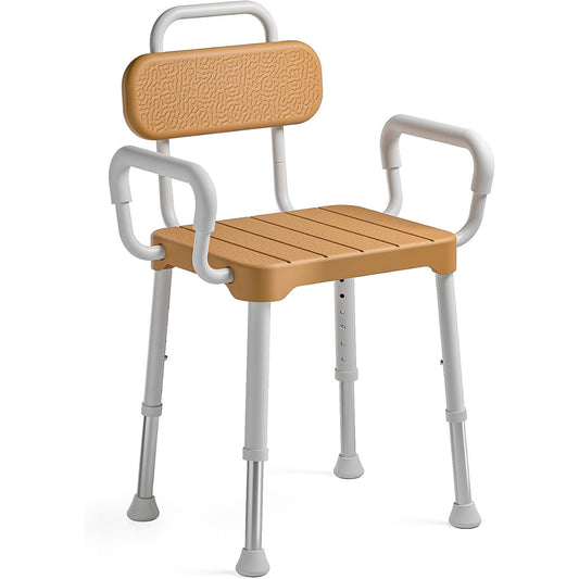 Loyoda Shower Chair with Arms & Back | 350 lb Capacity, FSA/HSA Eligible, Brown