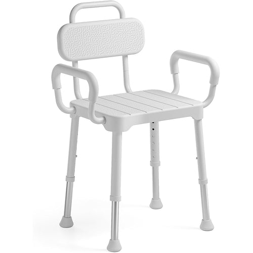 Loyoda Shower Chair with Arms & Back | 350 lb Capacity, FSA/HSA Eligible, Neutral Gray