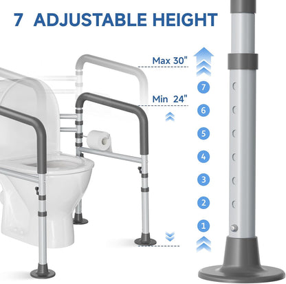 Loyoda Heavy-Duty Steel Toilet Safety Rail | 350 lb Capacity, Foldable, Gray