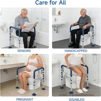 Loyoda Heavy-Duty Steel Toilet Safety Rail | 350 lb Capacity, Foldable, Blue