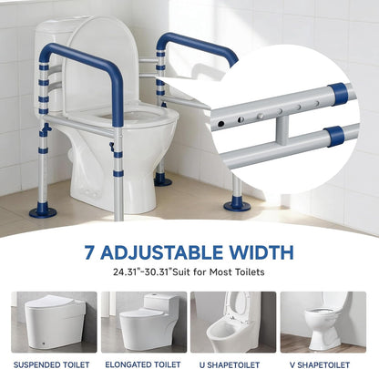 Loyoda Heavy-Duty Steel Toilet Safety Rail | 350 lb Capacity, Foldable, Blue