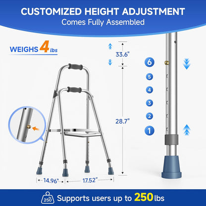 Loyoda Hemi Walker for Seniors | One Arm Folding Walker, Adjustable Height, 250 lb