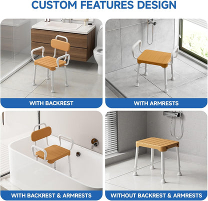 Loyoda Shower Chair with Arms & Back | 350 lb Capacity, FSA/HSA Eligible, Brown