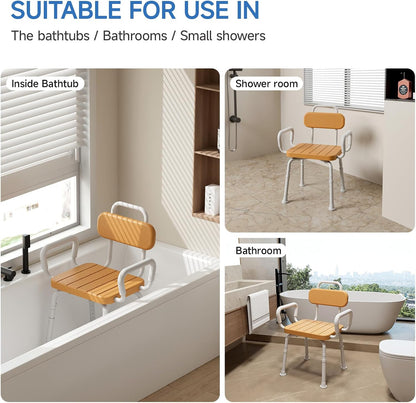 Loyoda  360° Swivel Shower Chair | Removable Arms & Back, 350 lb, Brown