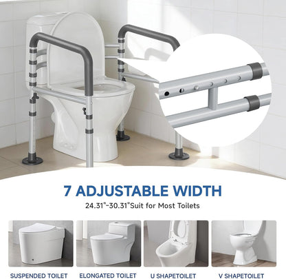 Loyoda Heavy-Duty Steel Toilet Safety Rail | 350 lb Capacity, Foldable, Gray