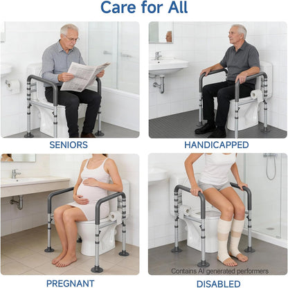 Loyoda Heavy-Duty Steel Toilet Safety Rail | 350 lb Capacity, Foldable, Gray
