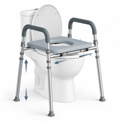 Loyoda Raised Toilet Seat Riser with Handles | 350 lb, Adjustable, Gray